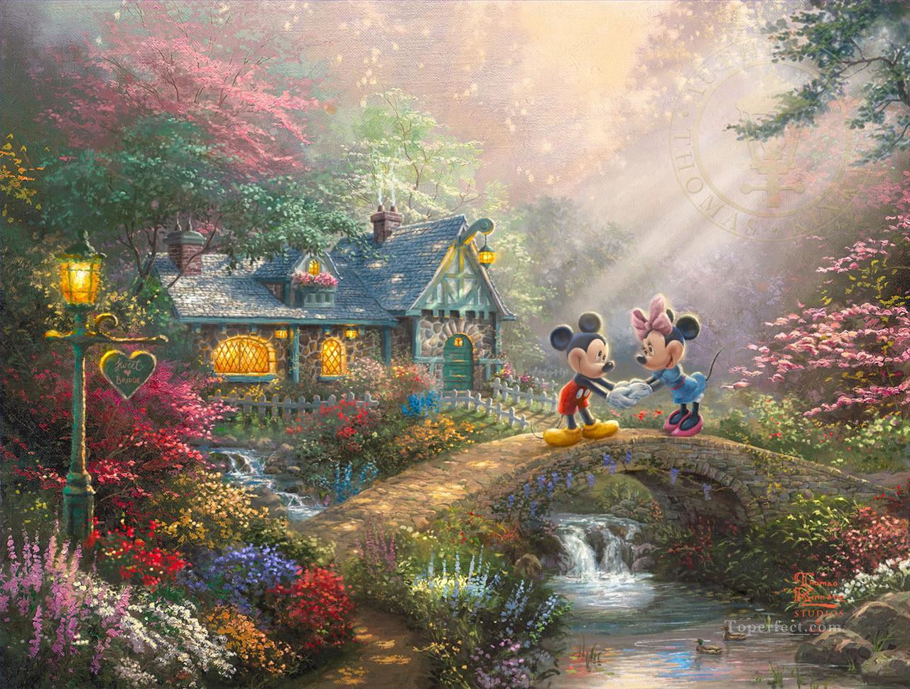 Mickey y Minnie Sweetheart Bridge TK Disney Pintura al óleo